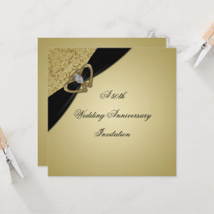 Gold Black 50th Wedding Anniversary Invitation