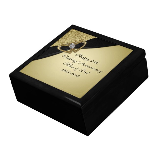 Gold Black 50th Wedding Anniversary Keepsake Box (Side)
