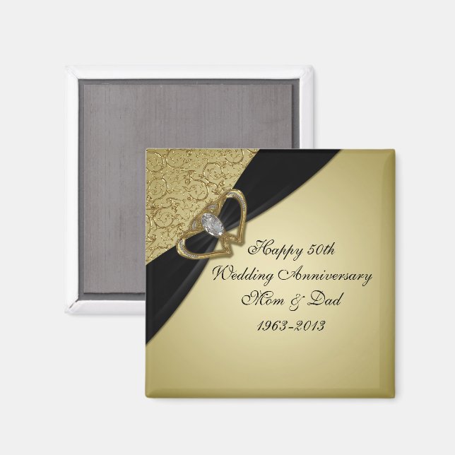 Gold Black 50th Wedding Anniversary Magnet (Front/Back)
