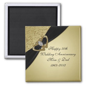 Gold Black 50th Wedding Anniversary Magnet by Digitalbcon at Zazzle