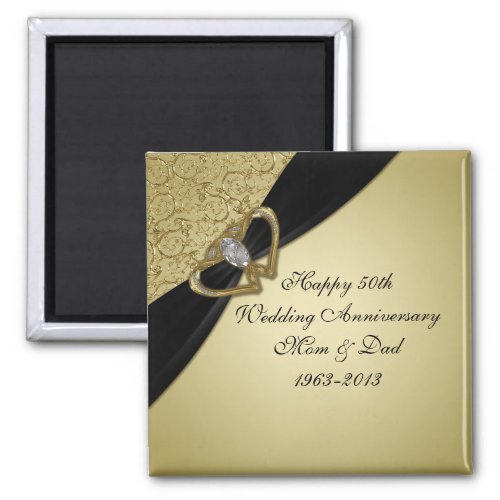 Gold Black 50th Wedding Anniversary Magnet