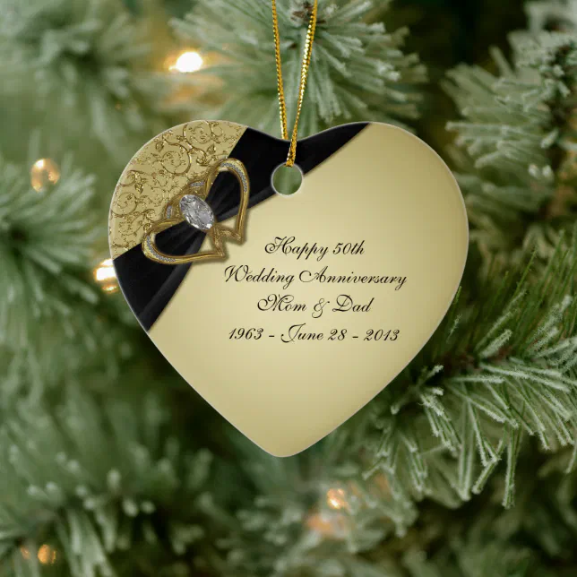 Gold Black 50th Wedding Anniversary Ornament (Tree)