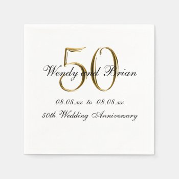 Gold Black 50th Wedding Anniversary Paper Napkins by ElegantMonograms at Zazzle