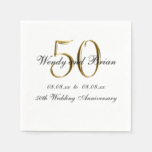 Gold Black 50th Wedding Anniversary Paper Napkins Zazzle