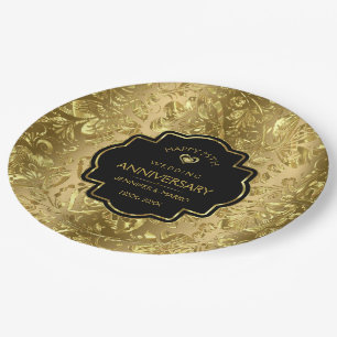 Gold & Black 50th Wedding Anniversary Paper Plates