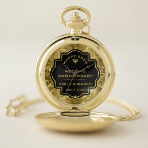 Gold & Black 50th Wedding Anniversary Pocket Watch