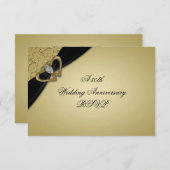 Gold Black 50th Wedding Anniversary RSVP Card (Front/Back)