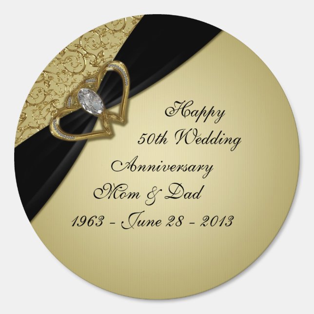 Gold Black 50th Wedding Anniversary Sign (Front)