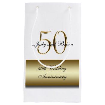 Gold Black 50th Wedding Anniversary Small Gift Bag by ElegantMonograms at Zazzle