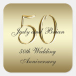 Gold Black 50th Wedding Anniversary Square Sticker at Zazzle