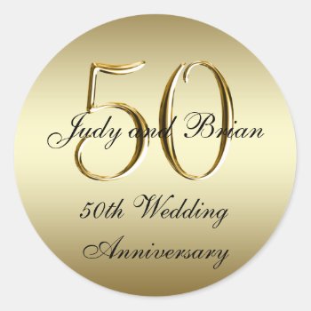 Gold Black 50th Wedding Anniversary Stickers by ElegantMonograms at Zazzle