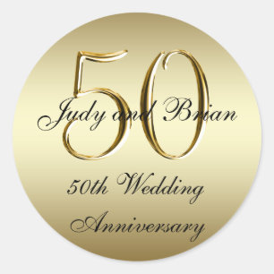 Gold Black 50th Wedding Anniversary Stickers