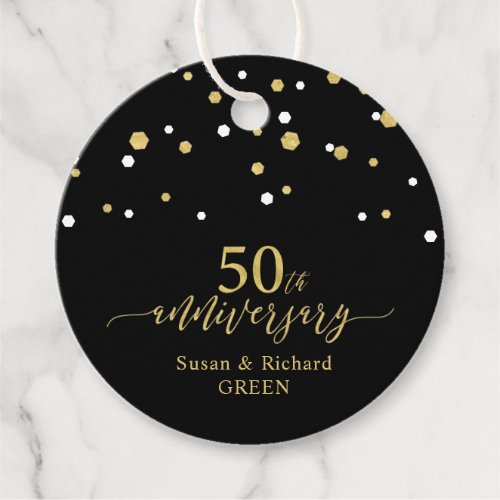 Gold  Black 50th Wedding Anniversay Celebration Favor Tags