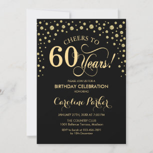 Gold Black 60th Birthday Party Invitation