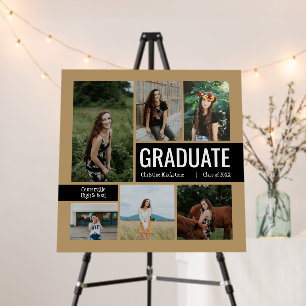 Gold & Black 6 Photo Graduation Foam Board