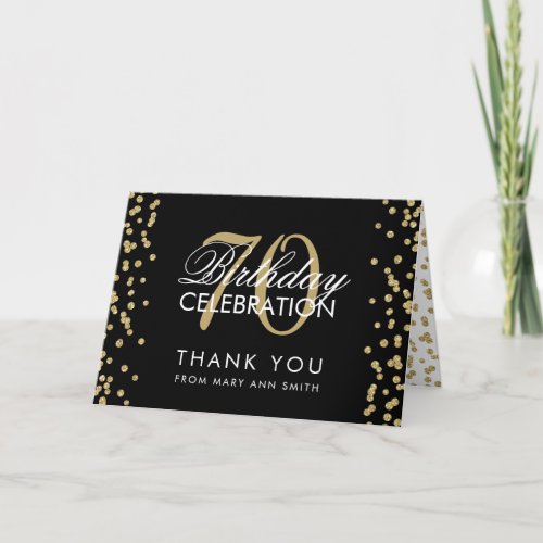 Gold Black 70 Birthday Thank you Glitter Confetti