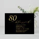 Gold & Black 80 Years Loved 80th Birthday Party Foil Invitation<br><div class="desc">Celebrate your special day with this modern birthday party invitation. This design features a stylish rose gold foil "80 years Blessed" with a clean layout. (Foil print options: Gold / Rose Gold / Silver) You can personalized the text to any age or event. More designs and party supplies are available...</div>