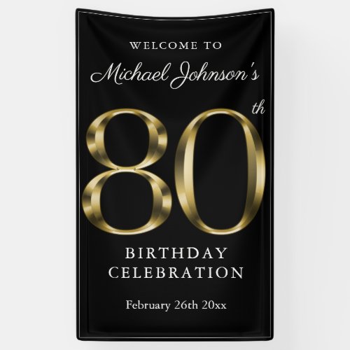 Gold & Black 80th Birthday Elegant Welcome Party