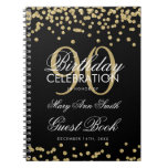Gold Black 90th Birthday Guest Book Confetti at Zazzle