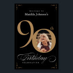Gold Black 90th Birthday Party Welcome Foam Board<br><div class="desc">Gold Black 90th Birthday Party Welcome Foam Board. And elegantly designed special birthday celebration,  featuring a custom photo of birthday person and script calligraphy with vintage flourish elements. Simple enough to fit a variety of themes and colors!
Need help? Simply contact me!</div>