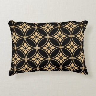 Gold & Black: Abstract Floral Vintage Accent Pillow