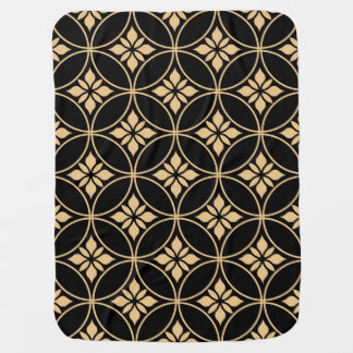 Gold & Black: Abstract Floral Vintage Baby Blanket