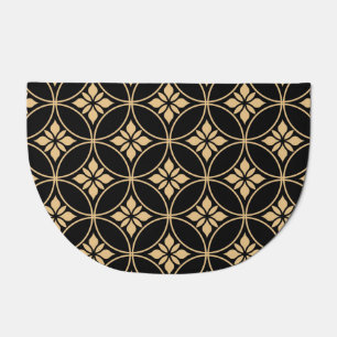 Gold & Black: Abstract Floral Vintage Doormat