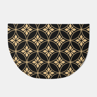 Gold & Black: Abstract Floral Vintage Doormat