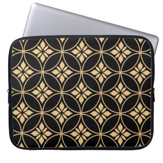 Gold & Black: Abstract Floral Vintage Laptop Sleeve