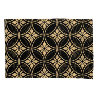 Gold & Black: Abstract Floral Vintage Pillow Case
