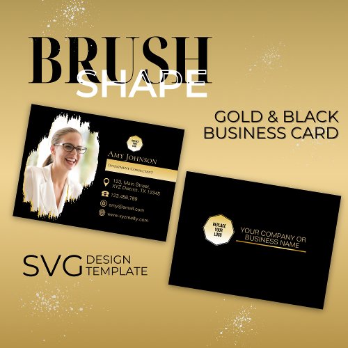 Gold  Black Add Own Photo To Brush Shape SVG  Business Card