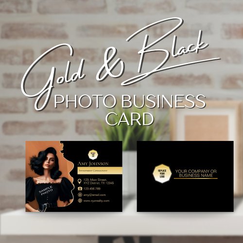 Gold  Black Add Own Photo To Silhouette SVG File Business Card