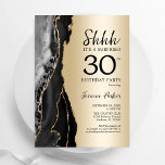 Gold Black Agate Surprise 30th Birthday Invitation<br><div class="desc">Black and gold agate surprise 30th birthday party invitation. Elegant modern design featuring rock stone marble geode background,  faux glitter gold and typography script font. Trendy invite card perfect for a stylish women's bday celebration. Printed Zazzle invitations or instant download digital printable template.</div>