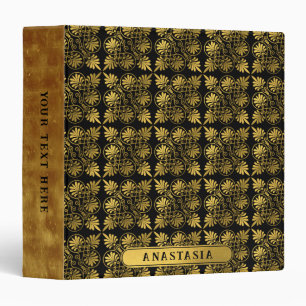 Gold Black Ancient Greek Meander Pattern Name 3 Ring Binder