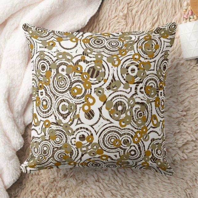 Gold Black and Olive abstract geometric Throw Pillow (Blanket)