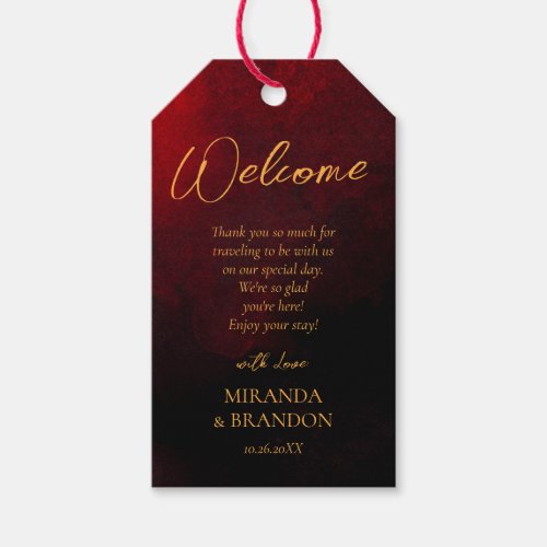 Gold Black and Red Wedding Thank You Favor Tags