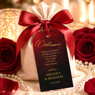 Gold Black and Red Wedding Thank You Favor Tags