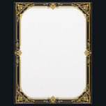 Gold Black and White Art Deco Letterhead<br><div class="desc">An ornate art deco frame on a black background,  with a white center,  makes an elegant letterhead paper.  Perfect for correspondence,  flyers,  and invitations.</div>