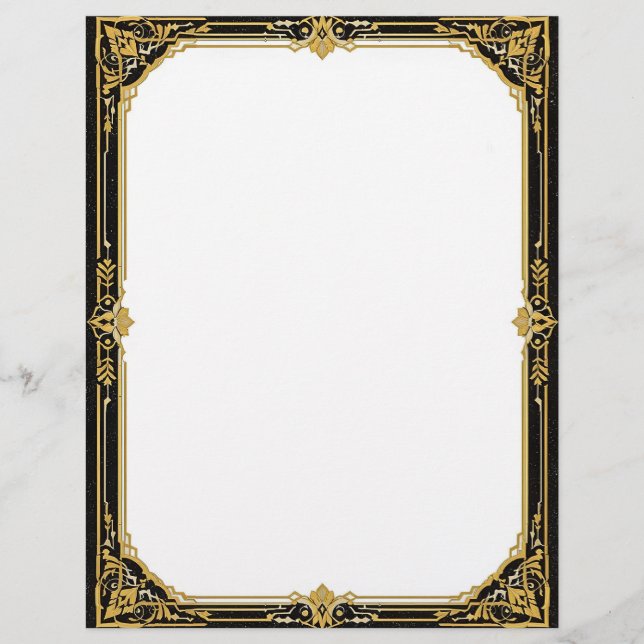 Gold Black and White Art Deco Letterhead (Front)