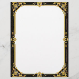 Gold Black and White Art Deco Stationery Paper