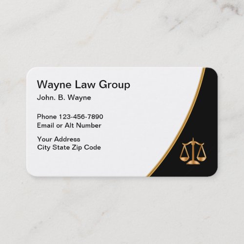 Gold Black And White Attorney Law Scale Business Card