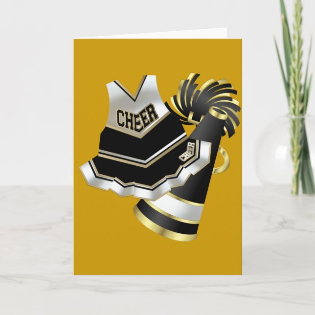 Gold Black and White Cheerleader Card (Front)