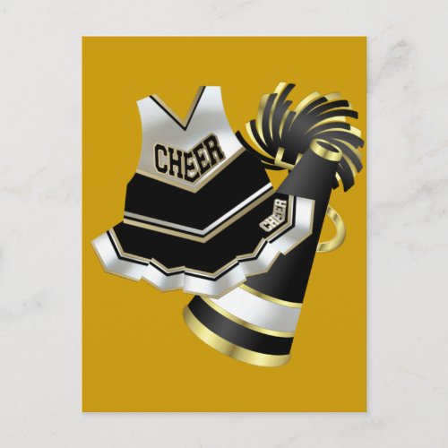 Gold Black and White Cheerleader Postcard