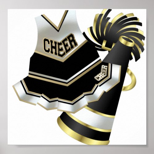 Gold Black and White Cheerleader Poster