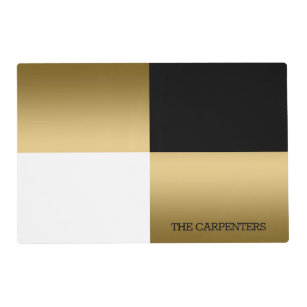 Gold Black And White Geometric Shapes Paper Placem Placemat