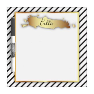 Gold Black and White Striped Modern Stylish Chic  Dry Erase Board