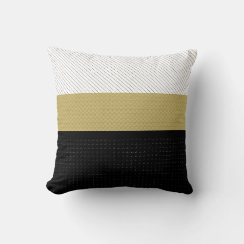 Gold Black and White Striped Throw Pillow