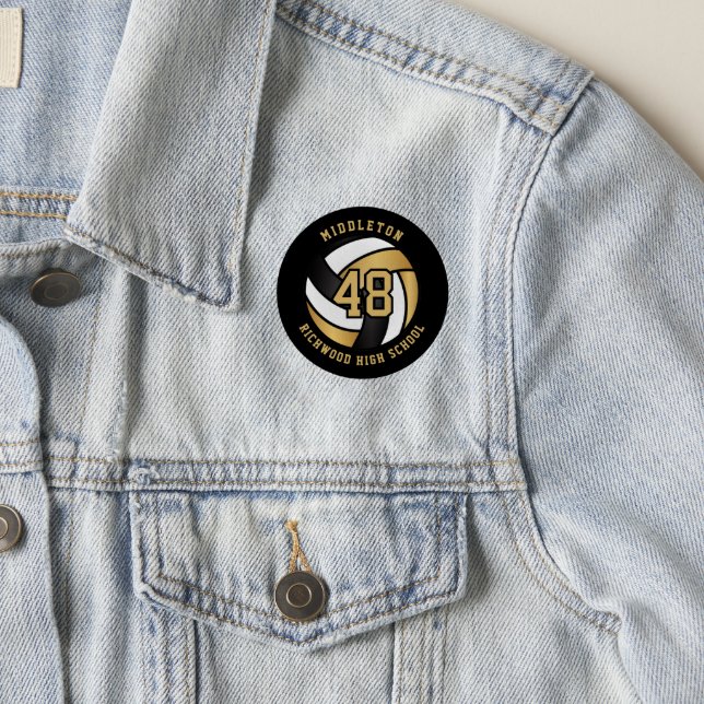 Gold, Black and White Volleyball 🏐 Patch (On Jacket)