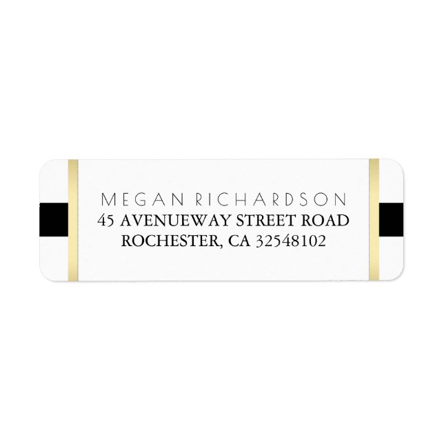 Gold Black and White Wedding Label (Front)