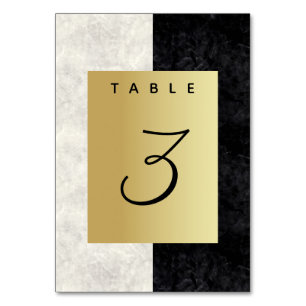 Gold Black and White Wedding Table Number